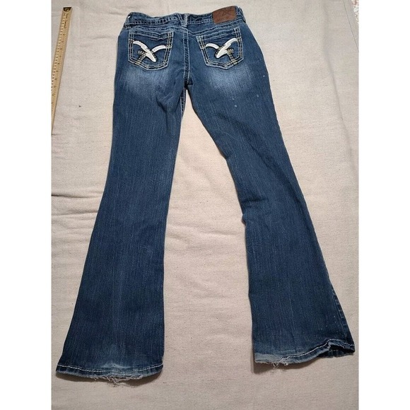 Amethyst Jeans Womens Size 5 Blue Denim Low Ride Western Bootcut Distressed Z - Picture 11 of 14
